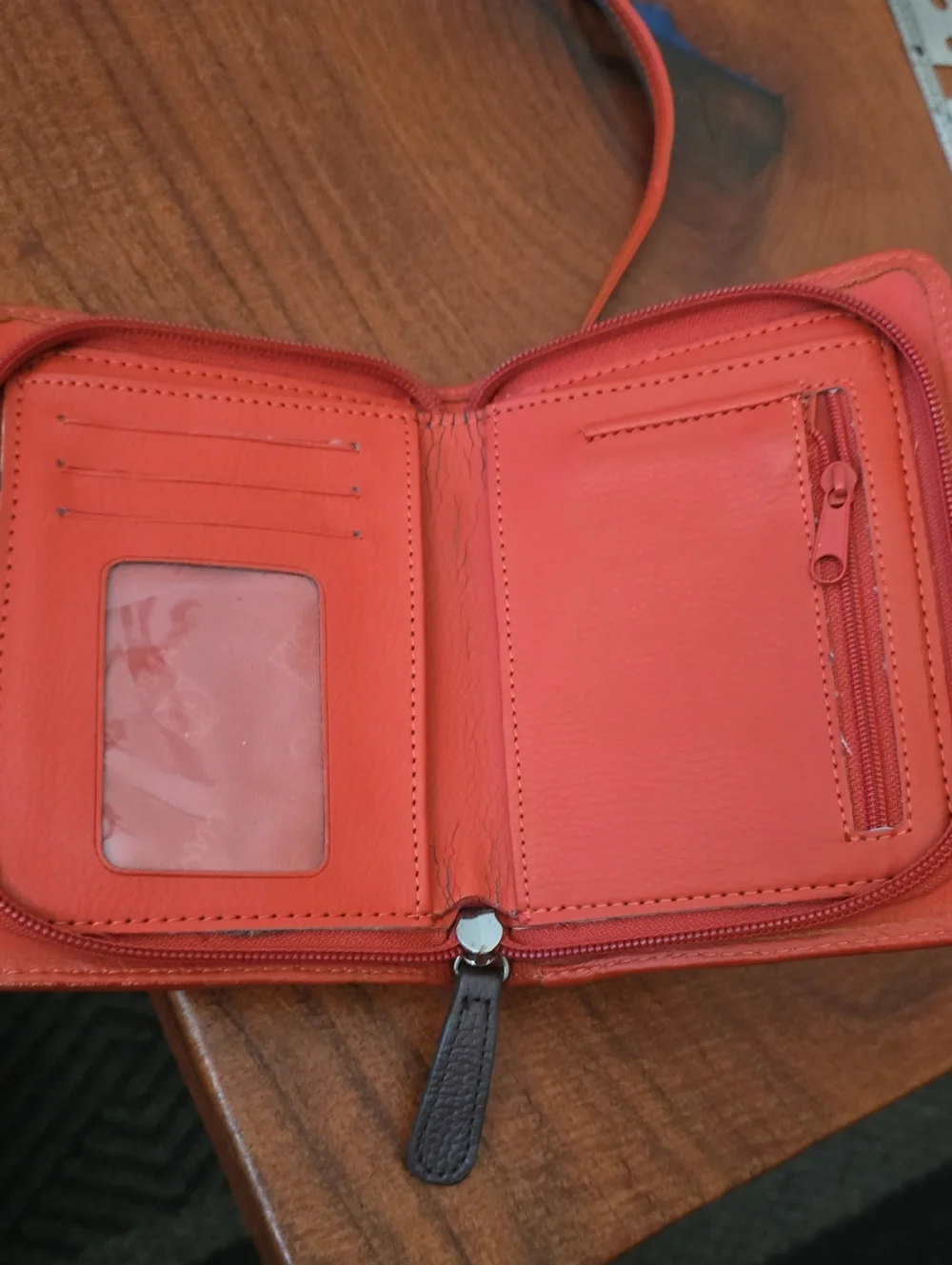 GIani Bernina Brown and Orange Leather Crossbody Bag with Logo Accent
